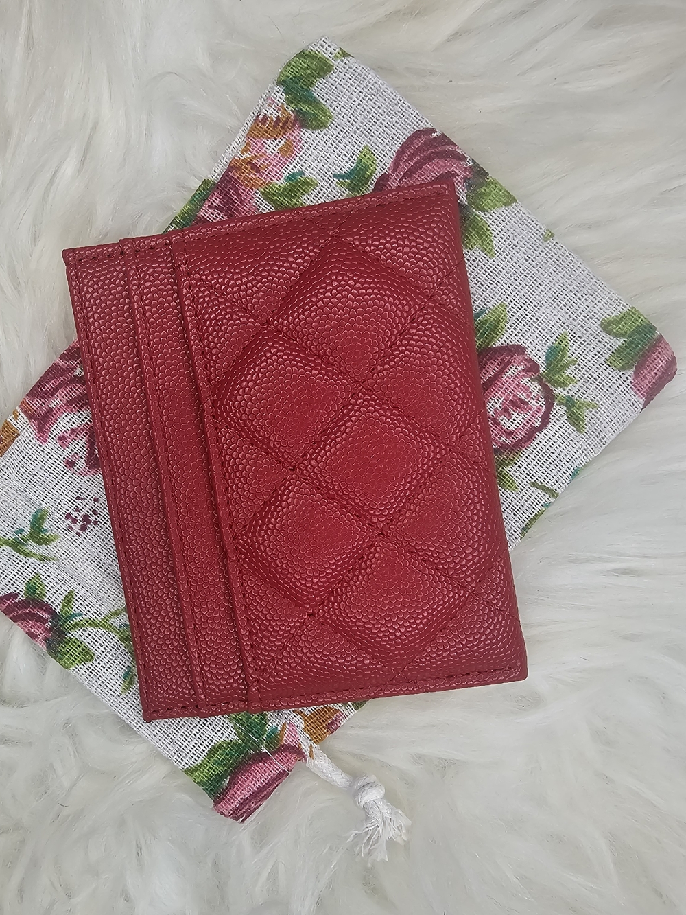 Textured Quilted Red Women's Card Holder Wallet
